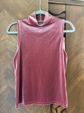 GAP Velvet Sleeveless Mock Neck Top - Rose